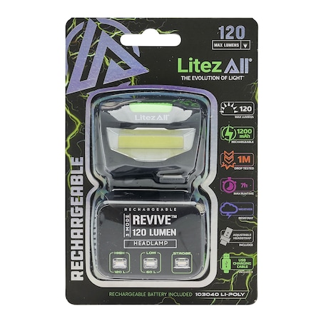 Litezall Rechargeable Revive Headlamp LA-RCHCOB-8/24